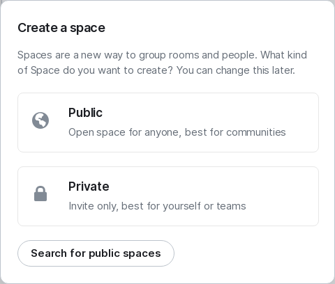 /matrix/matrix-react-sdk/raw/branch/hughns/rust-send-to-device/playwright/snapshots/spaces/spaces.spec.ts/space-create-menu-linux.png